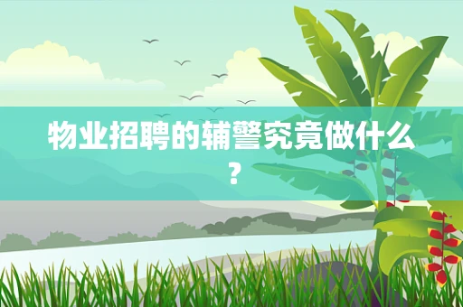 物业招聘的辅警究竟做什么？