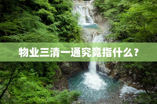 物业三清一通究竟指什么？