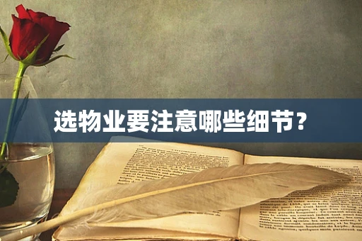 选物业要注意哪些细节？
