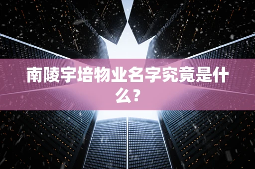 南陵宇培物业名字究竟是什么？